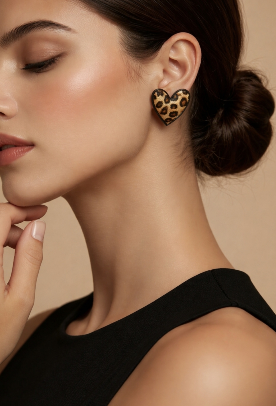 Σκουλαρίκια Leopard Heart Statement 🐆🤎